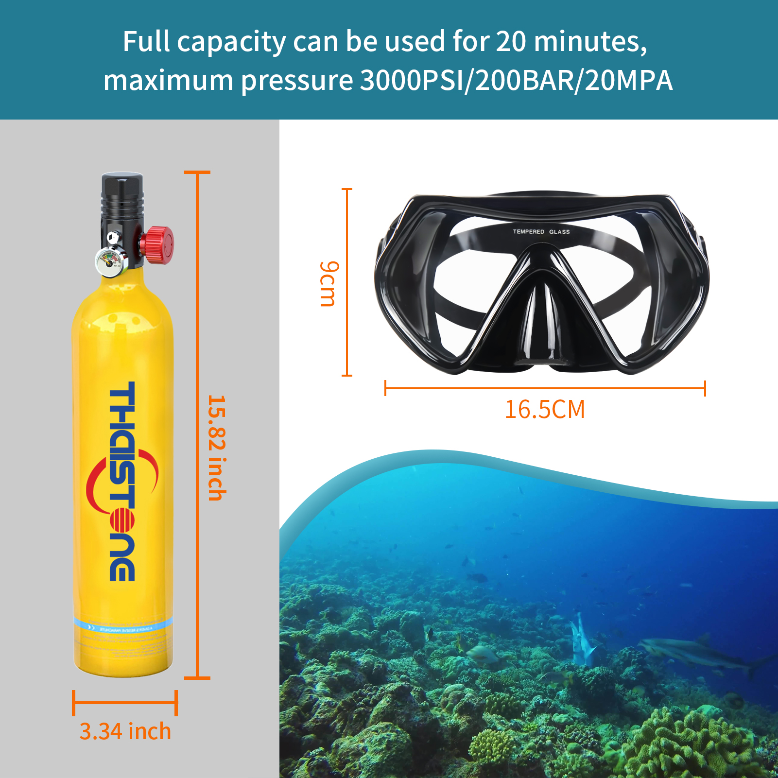 THAISTONE-1L Portable Scuba Di - Aquatic Diving ulasan dan harga
